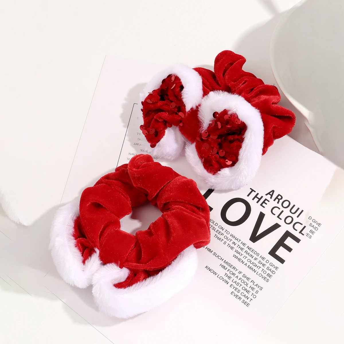 Красные рождественские аксессуары для волос набор из 2 эластичных лент