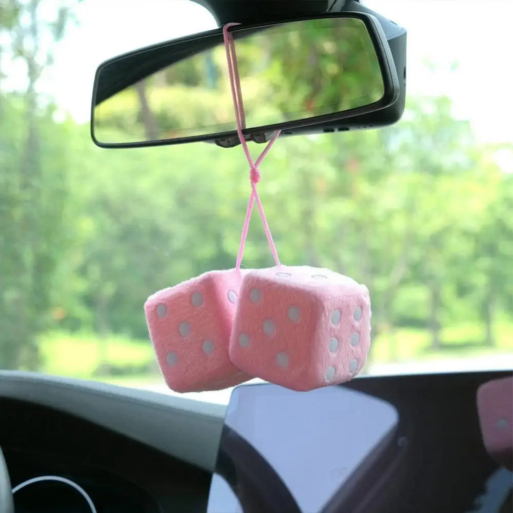 

Rearview Mirrors Styling Dice Model Decoration Cube 1 Pair Plush Dices With Dots Interior Ornaments Velvet Dice New Year