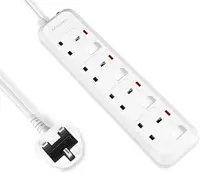 Mscien 3M Extension Lead Surge Protected 4 Way Plug Extension Socket Wall Mounted with 3 Meter Extension Cord For Home,Office.