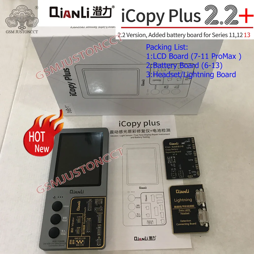 

Фотометр Qianli ICopy Plus 2,2 с ЖК-экраном, оригинальный цветной программатор для ремонта аккумулятора для IPhone 12 11 Pro Max XR XSMAX XS 8P 8 7