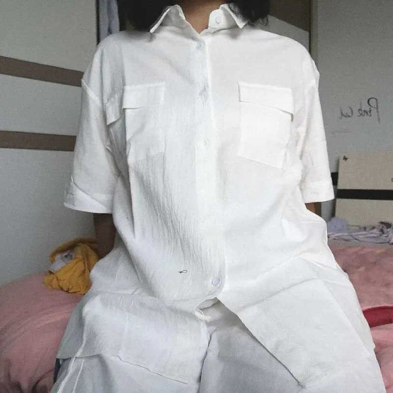 Женская Повседневная рубашка с рукавом до локтя свободная уличная одежда