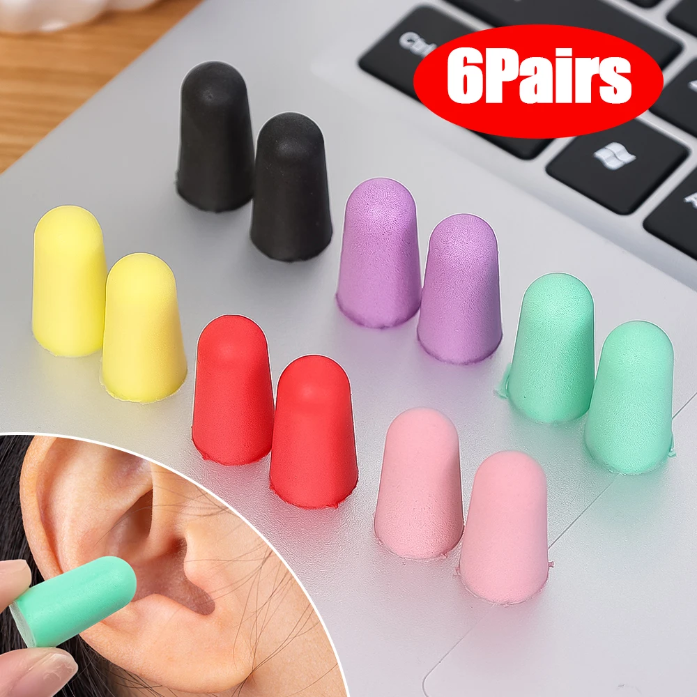 

6/1Pairs Anti-Noise Foam Earplugs Abatement Sleeping Ear Plug Noise-canceling Slow Rebound Soundproof Soft Ear Plugs