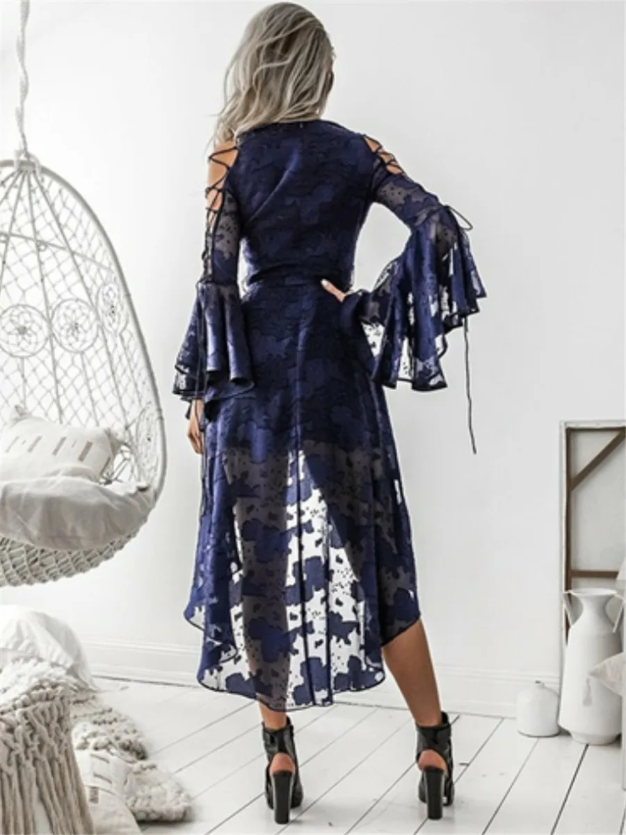 2022 New Sexy Women Off Shoulder Lace Mini Dress Fashion Lady Floral Print Bodycon Party Dress V-neck sexy party dress