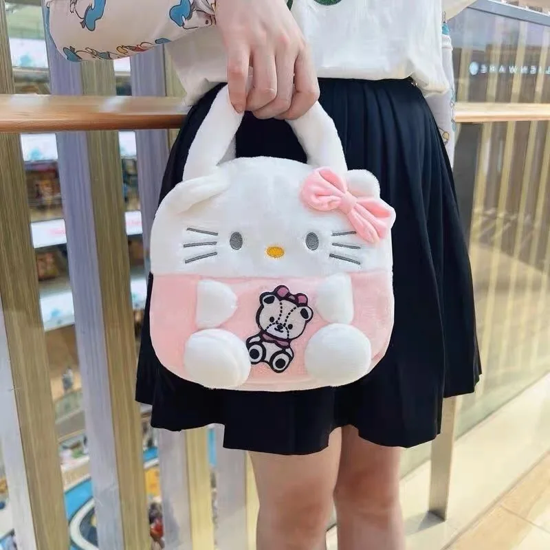 

Kawaii Sanrio Hello Kitty Plush Bag Kuromi Melody Cinnamoroll Handbag Plush Toy Mobile Phone Wallet for Girl Gifts Free Shipping