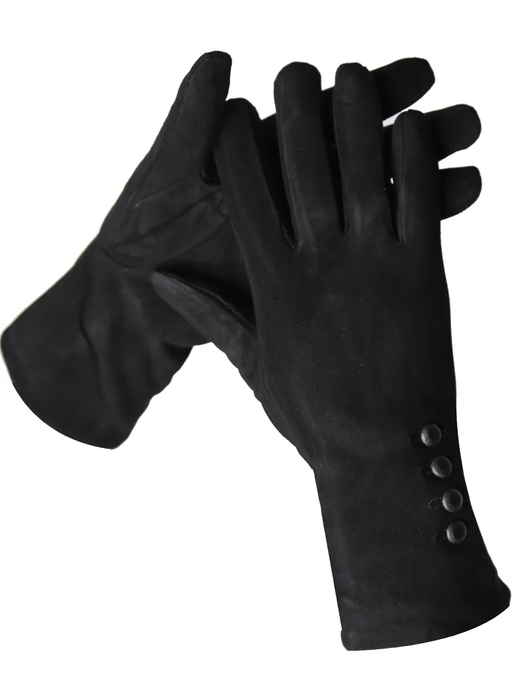 Модные женские кожаные перчатки из овечьей кожи средней длины бархатные