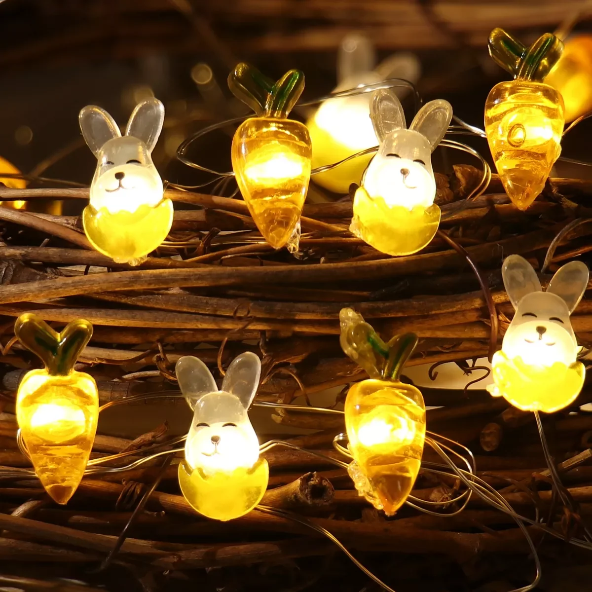

LED Bunny String Lights Easter Decoration For Home Carrot Rabbit Fairy Light Supplies Happy Easter Gifts Party Favor