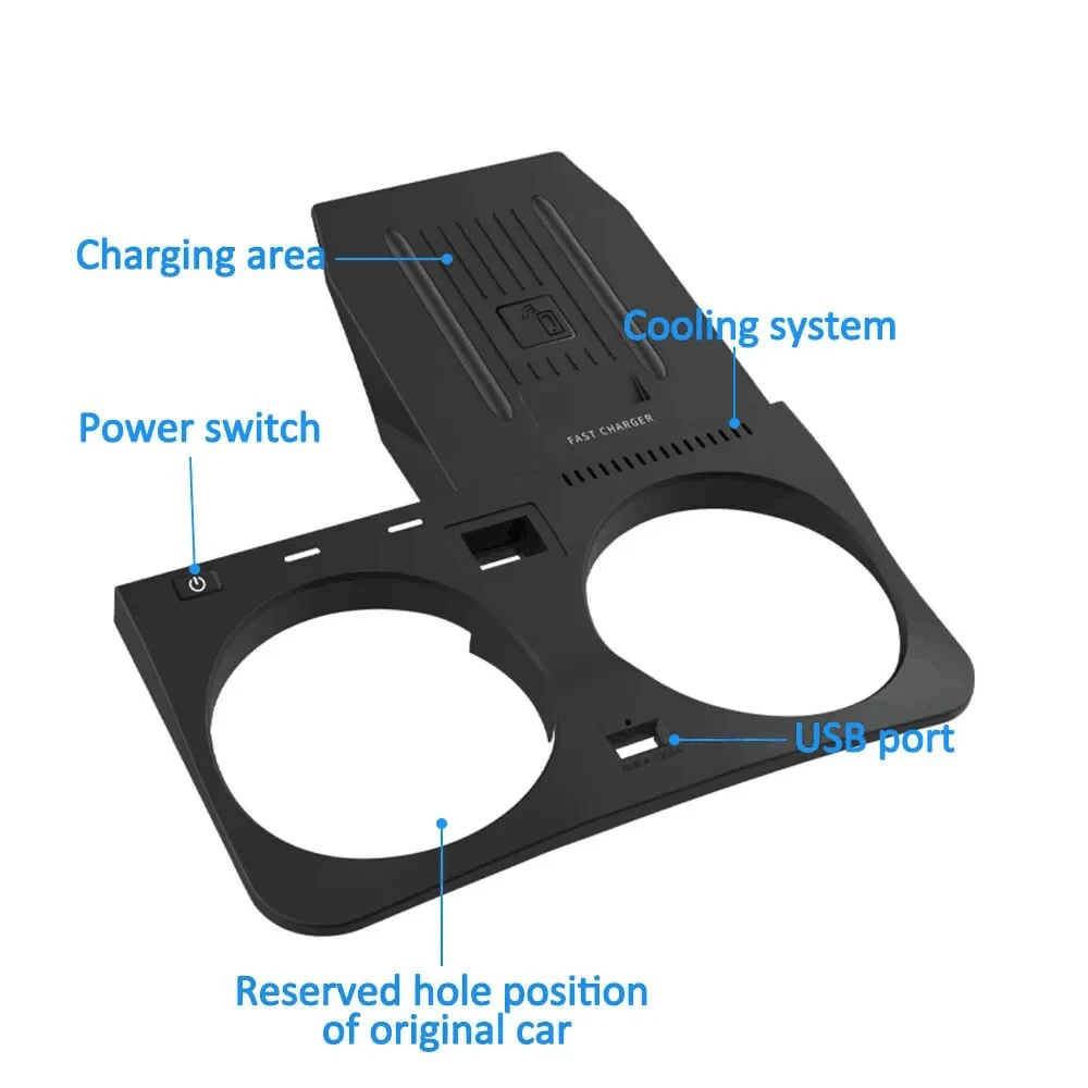 Автомобильное беспроводное зарядное устройство 15 Вт для BMW X5 G05 X6 G06 X7 G07 2019-2023