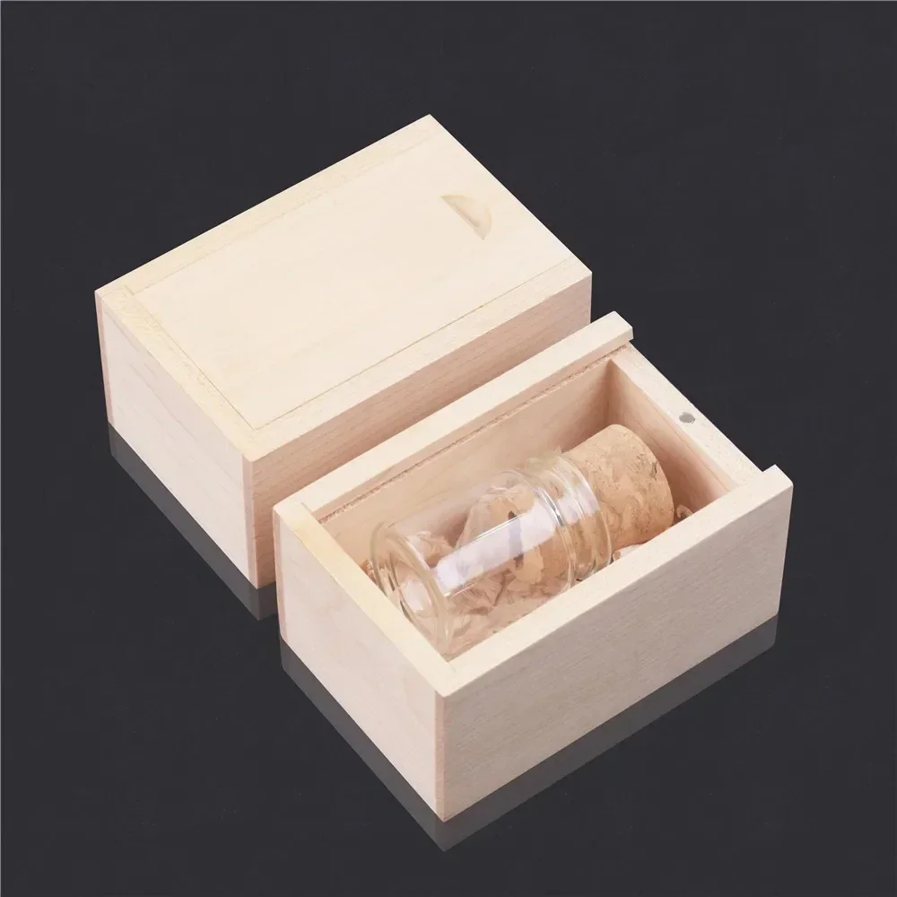 Wooden Storage Box Log Drawer Maple Pull-Out Sliding Cover Wood Jewelry Organizer Case Earring Container DIY Rectangle