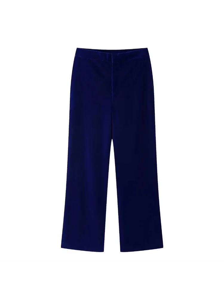 TRAF Velvet Blazer Women Jacket 2022 Fashion Office Lady Blazers Single Button Long Sleeve Loose Top Vintage Female Blazer Set