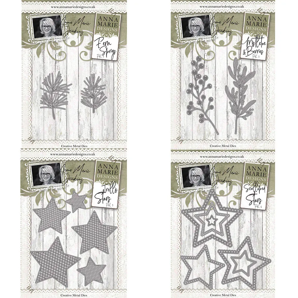 

Scrapbook Decoration Embossing Template New Metal Cutting Dies Diy Fern Sprigs Mistletoe Berries Trellis Scalloped Stars Stencil
