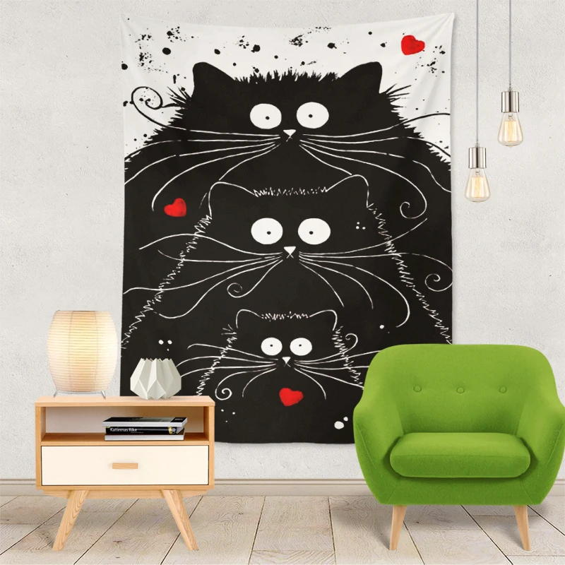 

Cat Tapestry Wall Hanging Kawaii Room Decor Mandala Witchcraft Boho Home Decor Macrame Tapestry