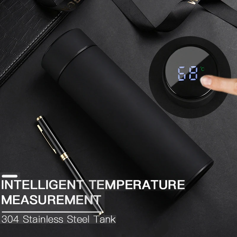 

Portable High-End Stainless Steel Vacuum Cup Creative Smart Insulation Bottle Student High-Value Accompany Bring Own Thermos Mug