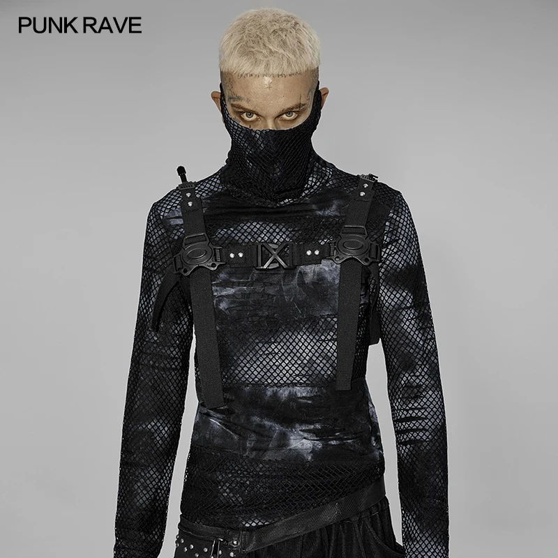 PUNK RAVE Men's Post-apocalyptic Style Strap Thickened Webbing Punk Metal Decoration Party Club Novelty Accessories