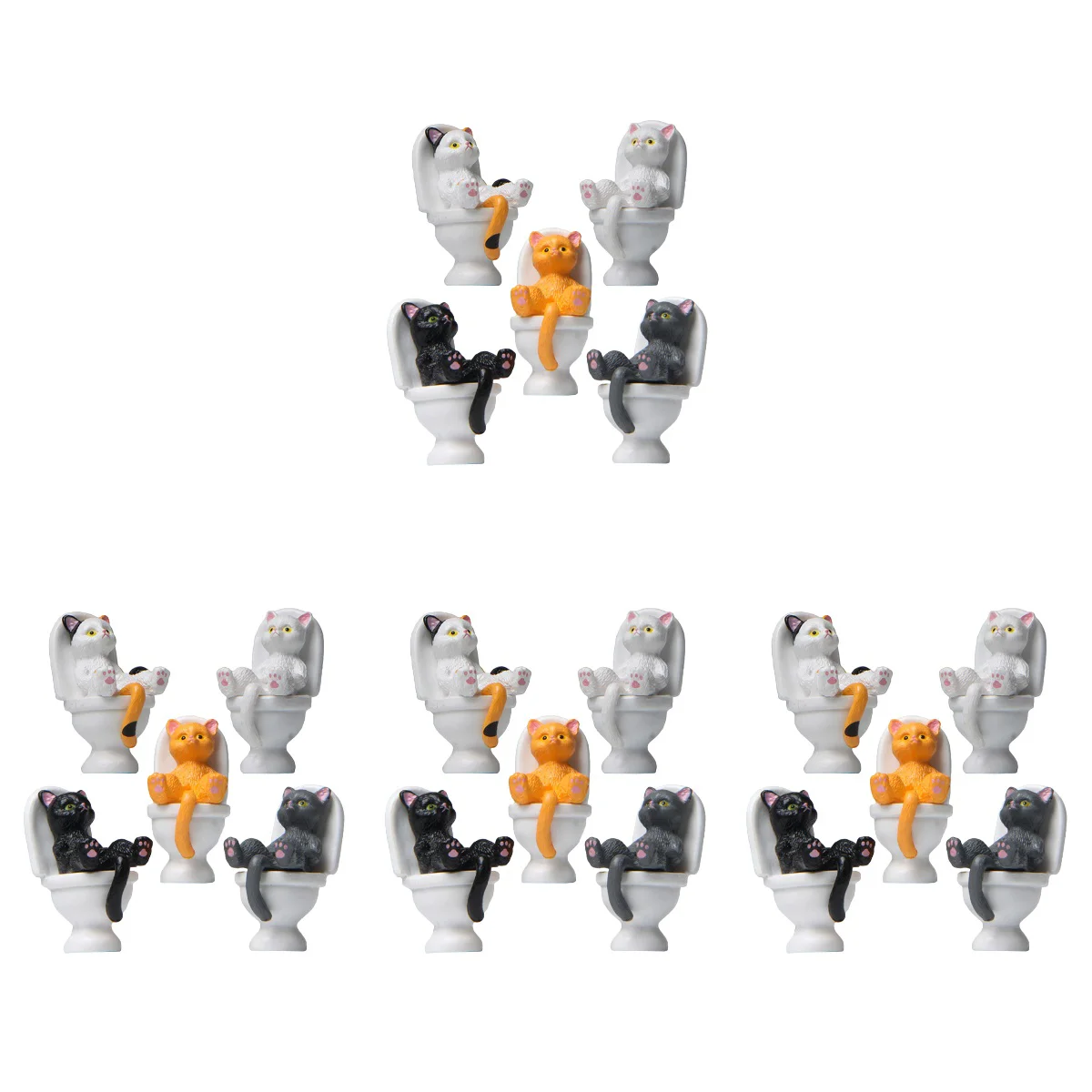 

20 Cat Sitting On Toilet Exquisite Adorable Cartoon Cat Ornament Desktop Cat Decor for Bedroom Table