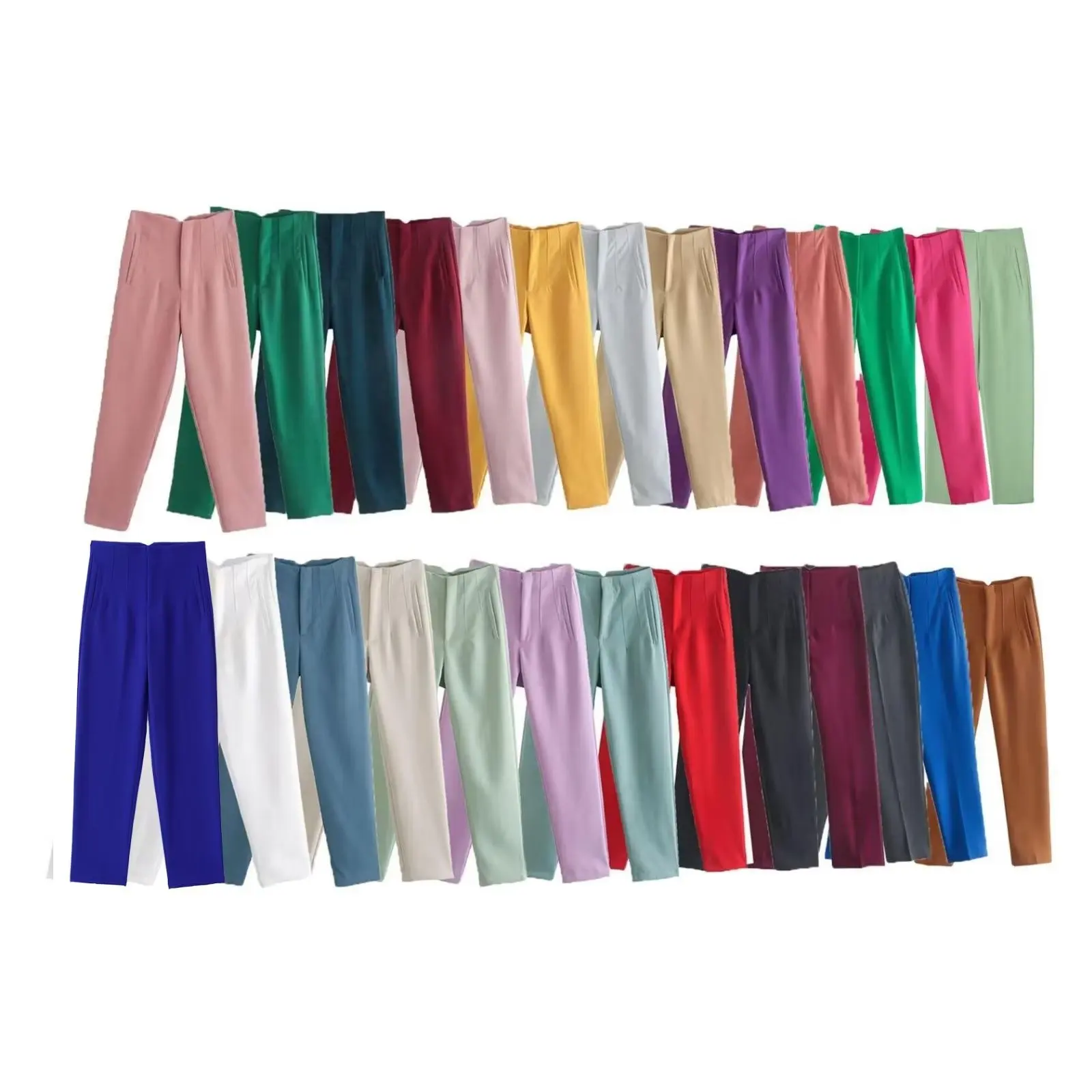 

Jyate Women Pants 2023 Chic Fashion Office Wear Long Pants For Women Vintage High Waist Zipper Fly Female Ankle Trousers Mujer