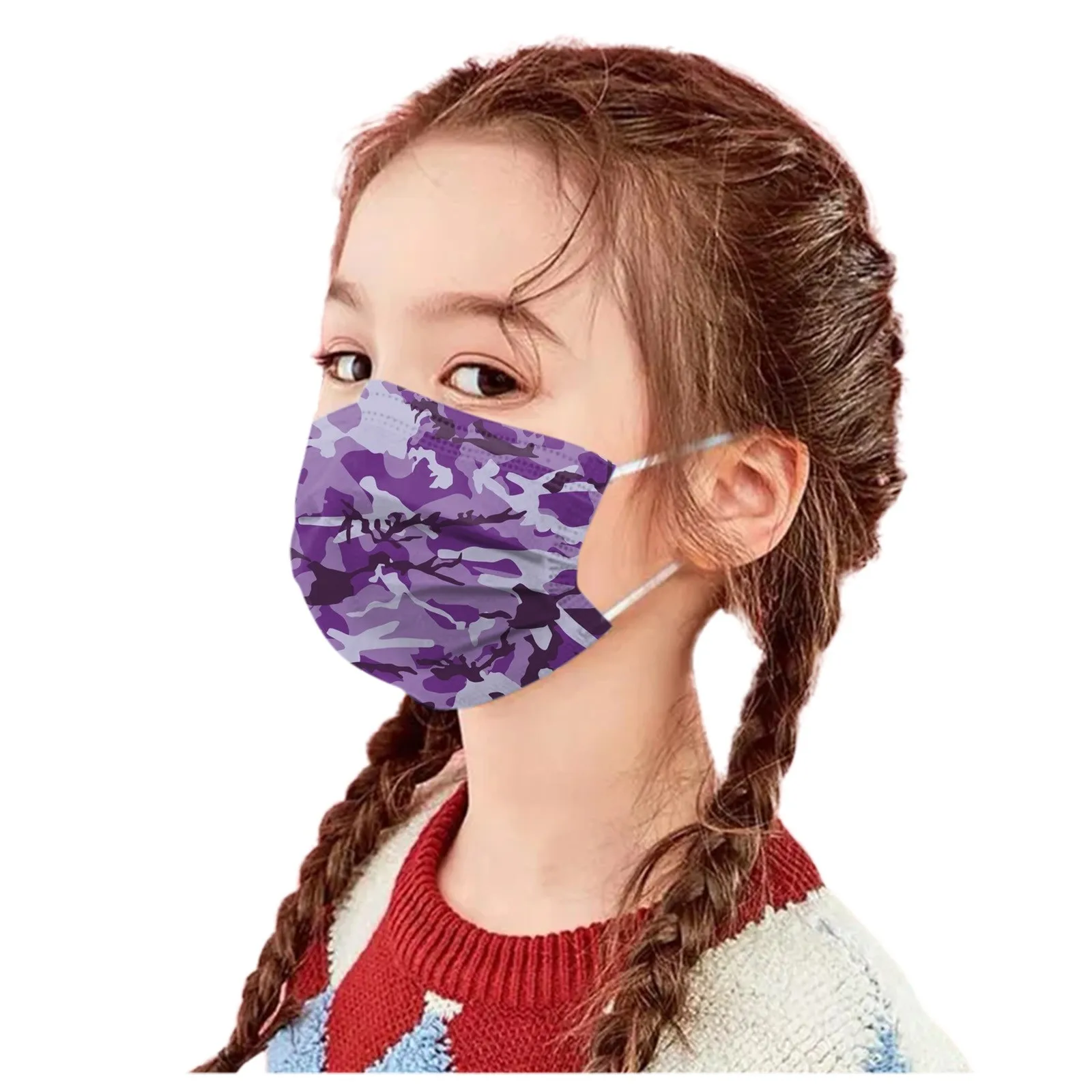 

50PCS Children's Mask Camouflage Print Disposable Face Mask 3Ply Ear Loop Face Cover face shield Masque maseczki ochronne