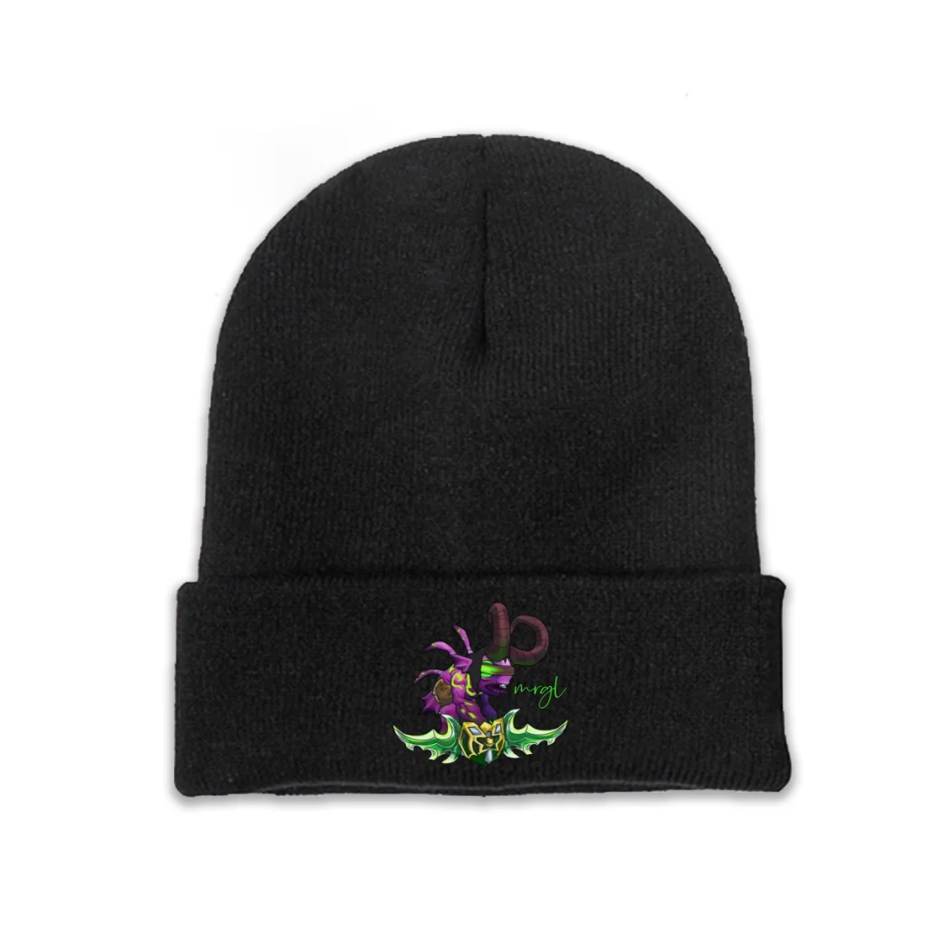 

Mrgldari Tri-blend Skullies Beanie World of Warcraft Knitted Bonnet Unisex Warm Caps Camping Kawaii Brimless Elastic Hats
