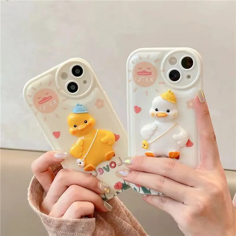 

Flower Sun Duck Doll Phone Case For iPhone 14 Plus 7 8 X XS XR 11 12 13 Pro Max Silicone Cases Cover