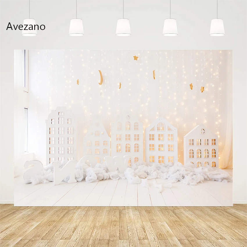 

Avezano Christmas Backdrops Light String House Baby Kids Portrait Decor Cake Smash Photography Background Photo Studio Photozone