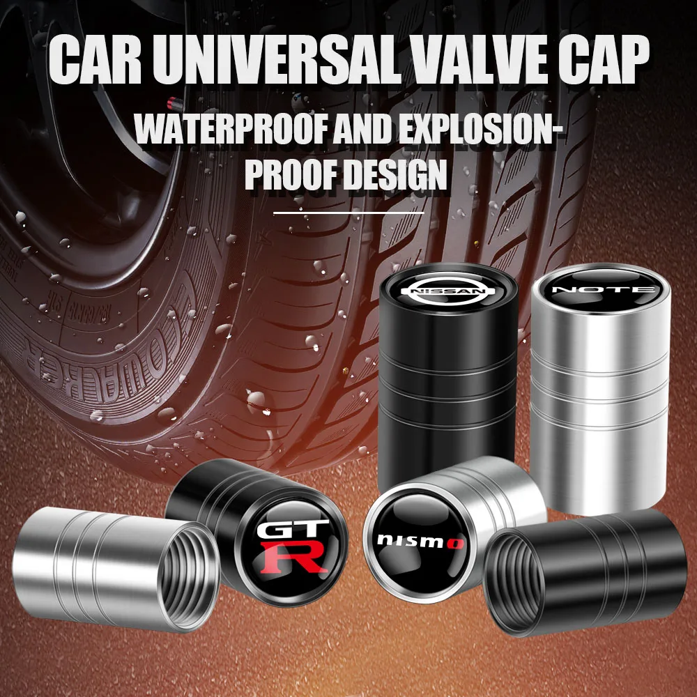 

4pcs Metal Car Styling Wheel Tire Valve Stem Caps Cover Auto Decoration For Nissan Qashqai Juke NOTE Patrol Sylphy NISMO GTR etc