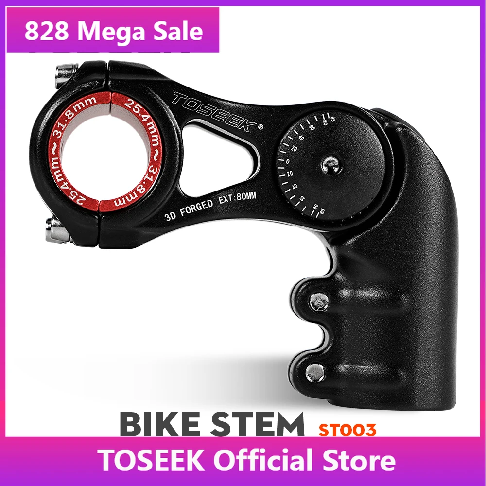 Bicycle Handlebar Stem Adjustable-45 To 90 Degree Length 80/