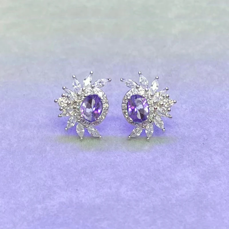 Пси настоящий натуральный сапфир серьги-гвоздики с 925 из стерлингового серебра