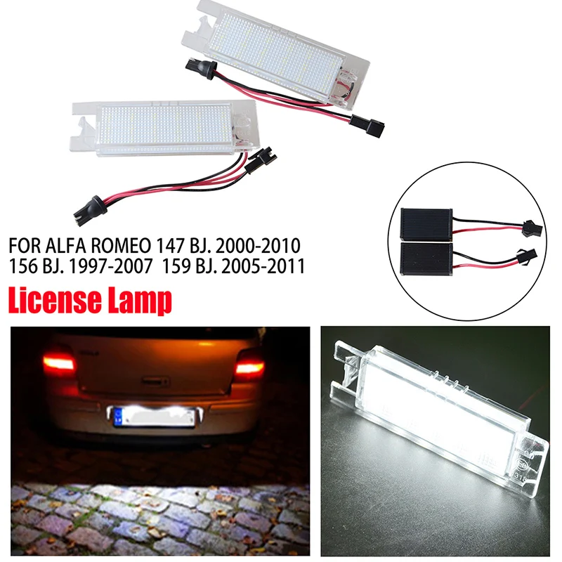 

2pcs Fit For Alfa Romeo 147 156 159 166 Giulietta Mito GT Spider MiTo 12V No Error White LED License Number Plate Light Kits