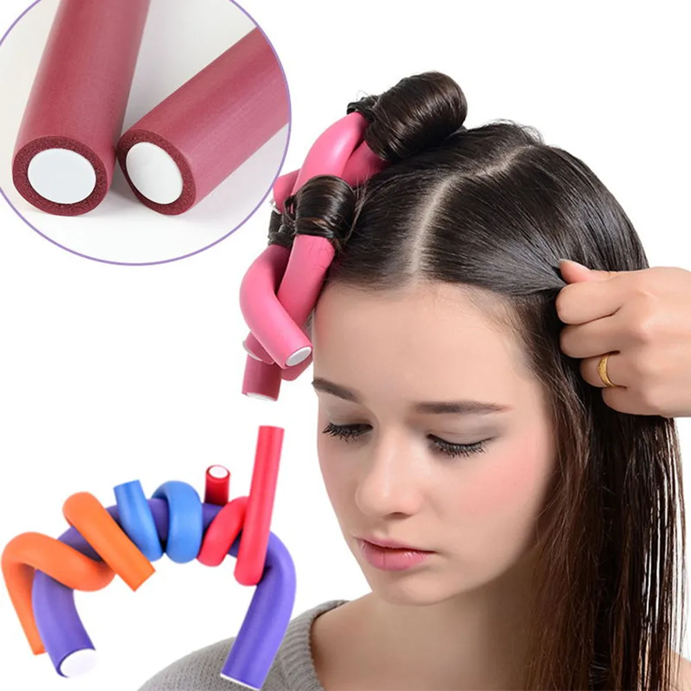 10 Pcs/Bag Heatless Sponge Curling Iron Soft Foam Bendy Curler Stick Home Salon DIY Hair Styling Tools