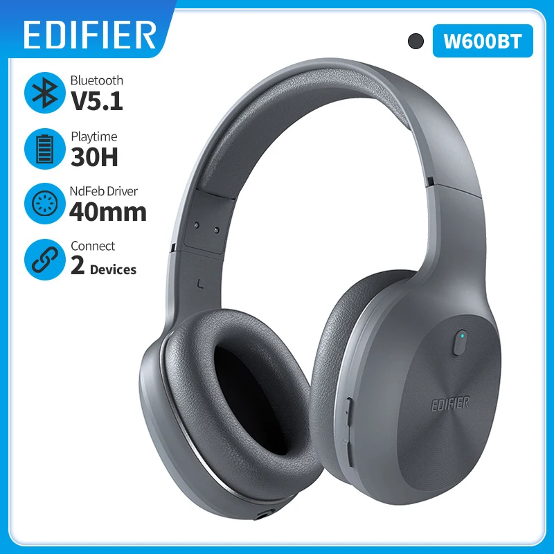 

Edifier W600BT Wireless Headphone Bluetooth 5.1 Headset, 30H playback, Clear Voice Microphone, Lightweight, Ergonomic Design