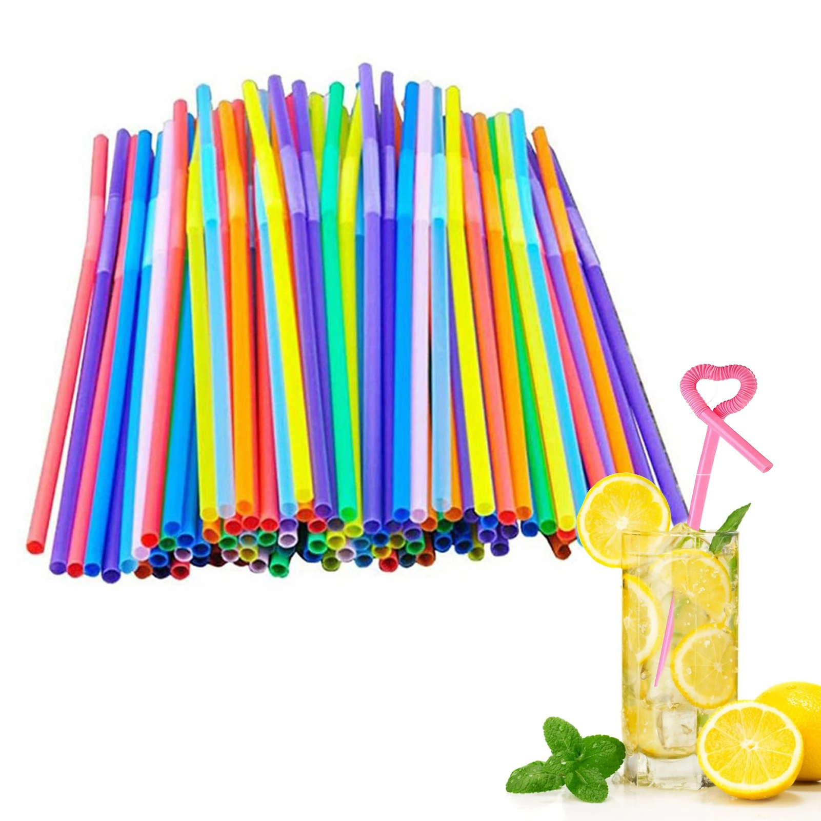 

100 Pcs Colorful Straws Assorted Colors Long Party Straws Stirring And Sipping Straws Multi Color For Drinks Milk Tea