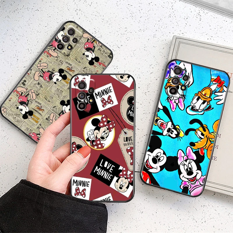 

Disney Mickey Minnie Mouse For Samsung Galaxy A72 5G Phone Case Soft Black Liquid Silicon Full Protection Carcasa Shell Coque