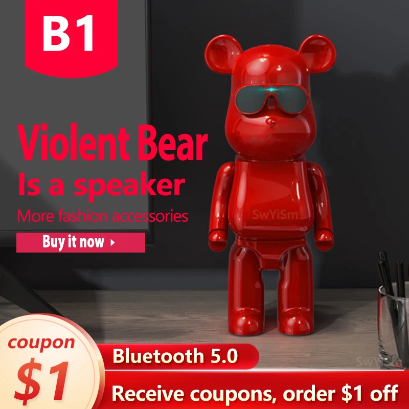 

Violent Bear Bluetooth Speaker TWS Stereo Wireless Portable Column High Power Computer Speakers Music Center Radios caixa de som