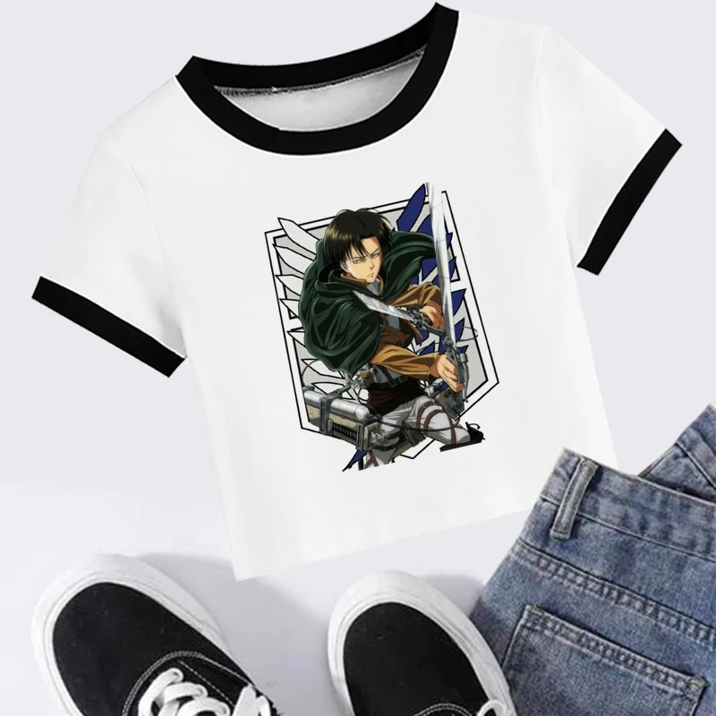 

Attack On Titan Shingeki No Kyojin Japan Anime Tshirt Women Vintage Tumblr Ulzzang Kawaii Print Crop Top Tees T Shirt Tumblr Y2k