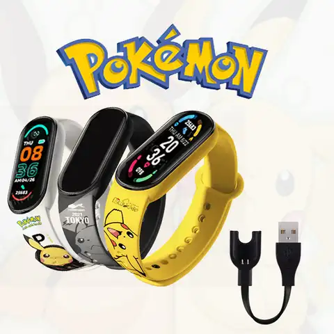 Оригинальные 2022 Смарт-часы Pokemon Pikachu, перезаряжаемый умный Браслет, спортивный браслет, подарок детям на день рождения