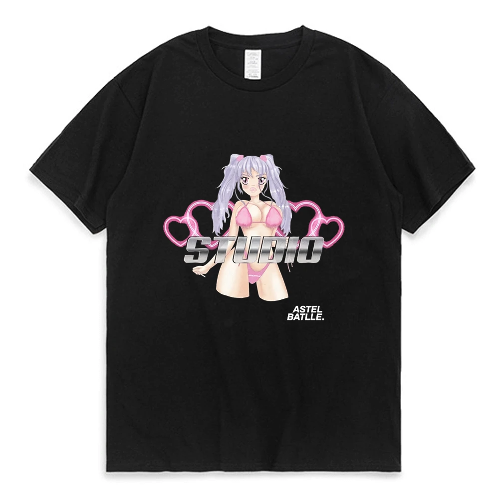 

Hentai Black T-shirt Short Sleeve Anime T-shirts Streetwear Black T Shirt Hentai Sexy Tshirt Vaporwave Short Sleeve Tee Shirt