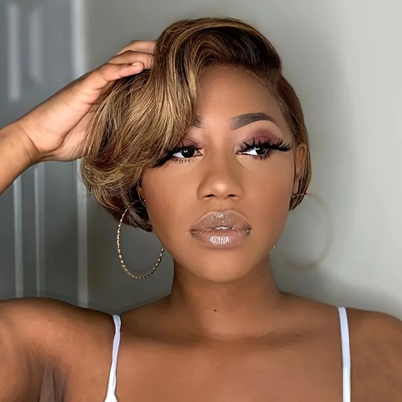 Винтажные волнистые волосы Remy прямые парики с эффектом омбре короткие из