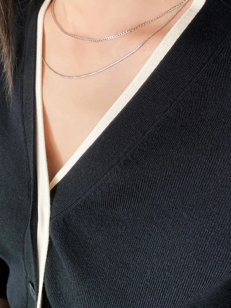 Женский контрастный вязаный кардиган из лиоцелла с v-образным вырезом осень-зима