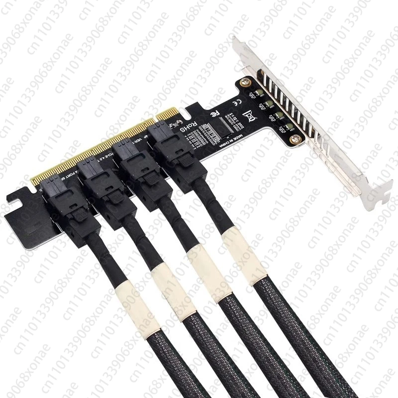 Фото Плата расширения PCIeX16 с 4 портами U.2 NVME SFF-8643 SFF-8639 Разделенная карта PCI-e4.0 №1