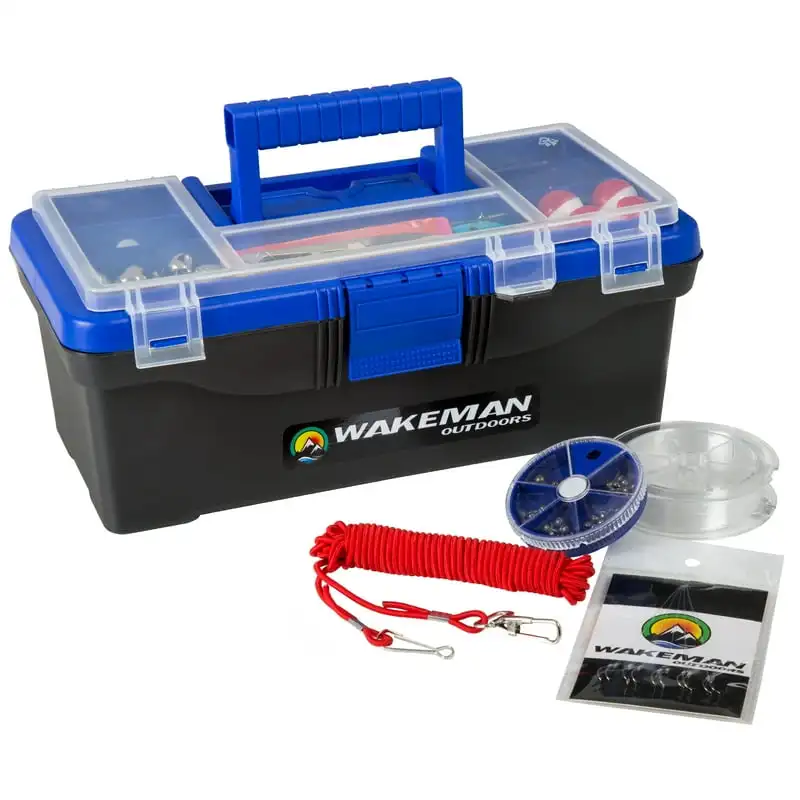 

Fishing Single Tray Tackle Box with 55 Pieces, Medium, Blue /