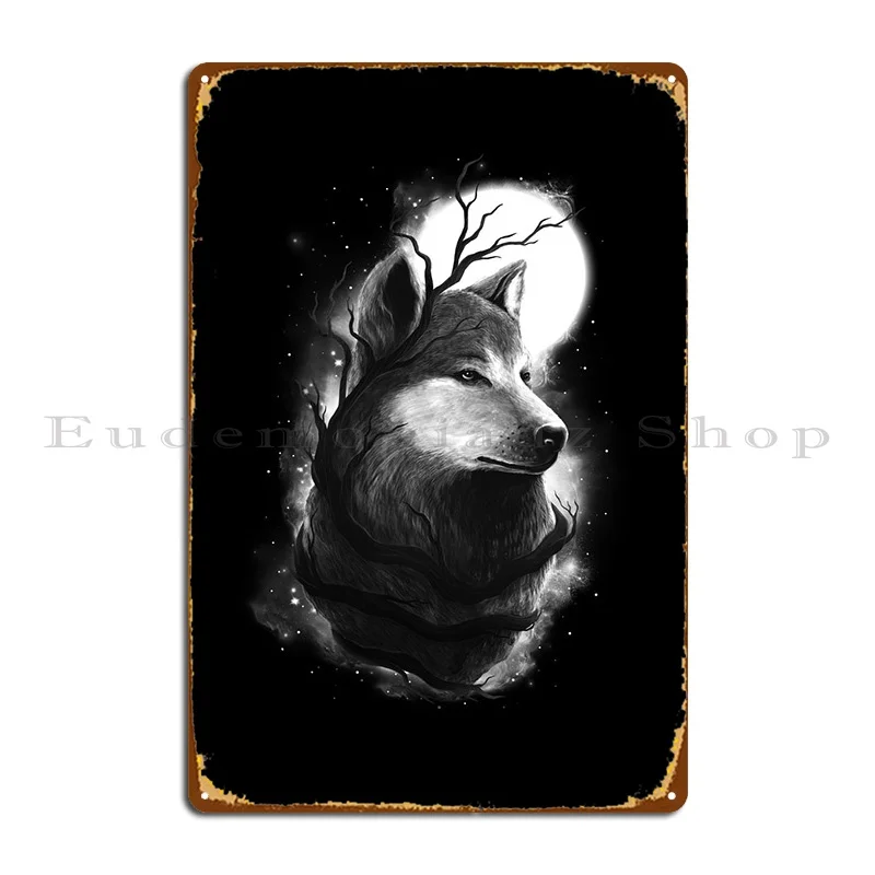 

Черный, белый металлический плакат с изображением волка, Настенный декор гаража, печатный Настенный декор, оловянный плакат