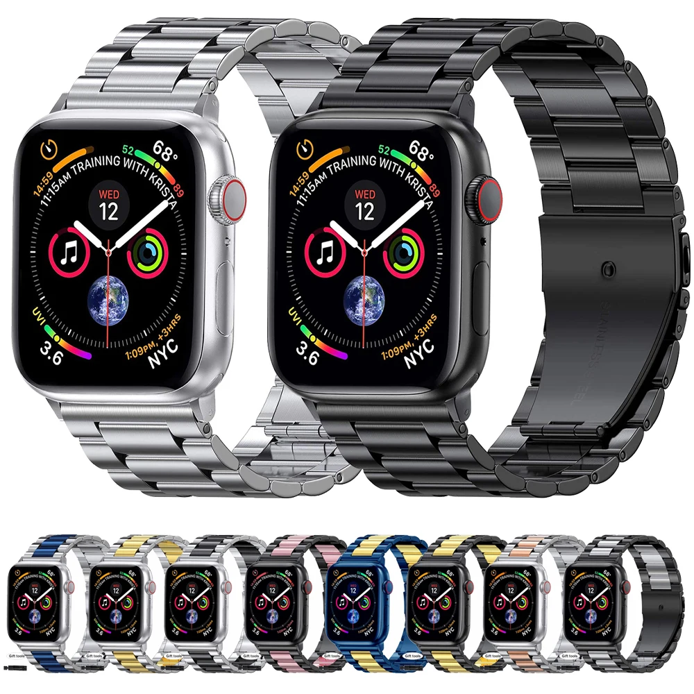 

Ремешок из нержавеющей стали для Apple Watch Band 38 мм 40 мм 41 мм 42 мм 44 мм 45 мм, металлический браслет для Iwatch Series 7 6 5 4 3 2 1 SE