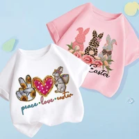 2022 new summer kids clothes peace love girlsboys clothes cartoon baby clothes leopard print rabbit baby clothes t shirts tops