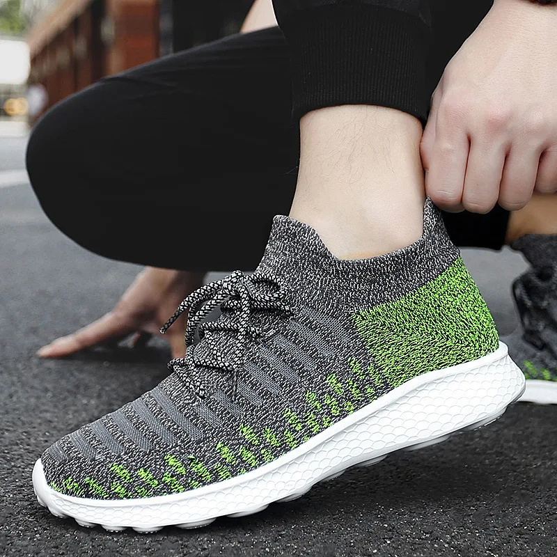 

Men's Casual Shoes Spring Outdoor Running Shoes Spell Color Mesh Breathable Sneakers Men Lace-Up Light Walking Vulcanized Shoes