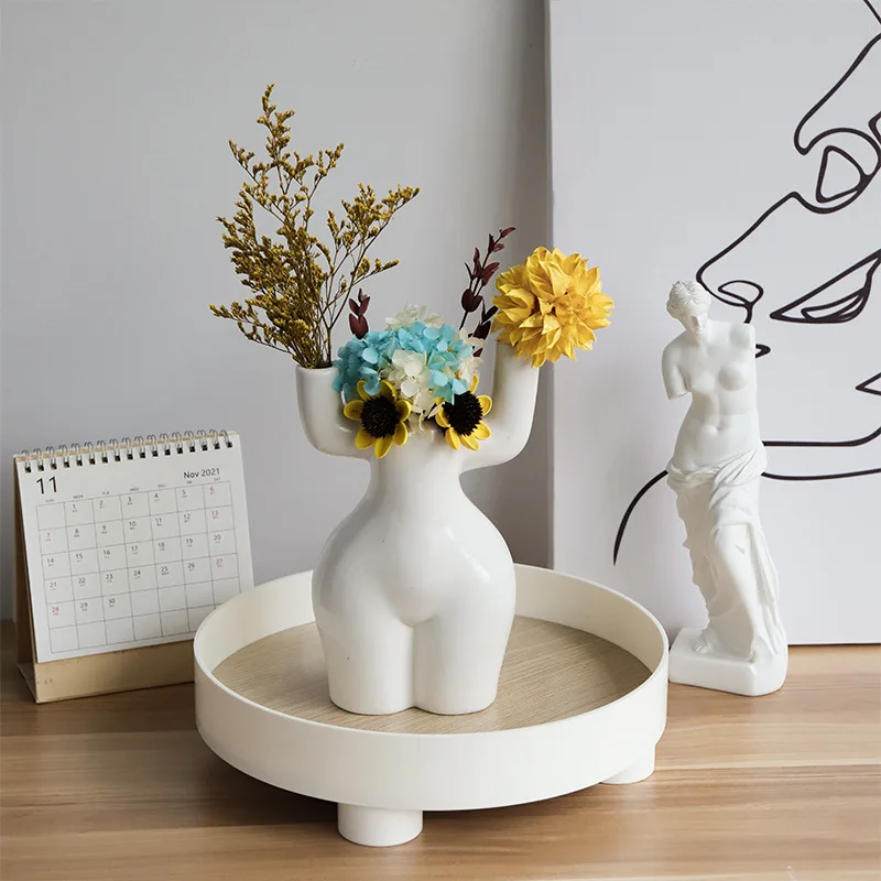 

Ceramic Vases Female Body Art Vase Decorative Handmade Flower Vase Filler Table Figurine Ornaments Modern Home Living Room Decor