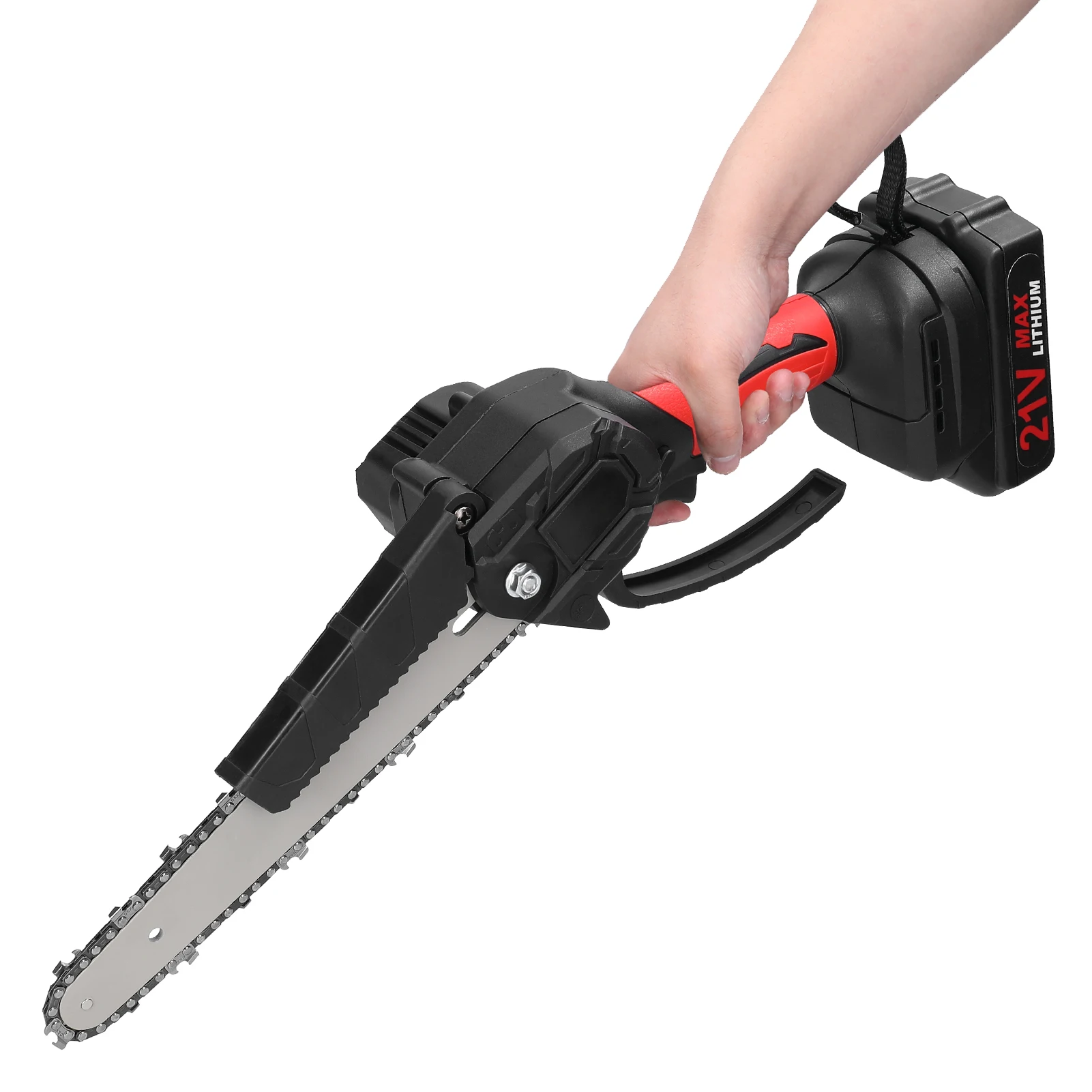 

Электрическая цепная пила 21 в, 8 дюймов, перезаряжаемая деревообрабатывающая пила, бесщеточный двигатель, садовый электроинструмент для одной руки