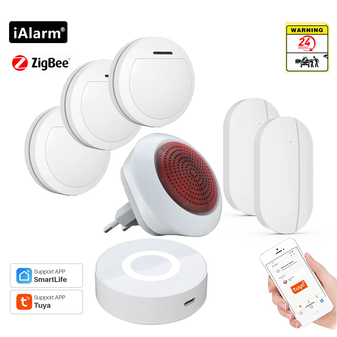

IAlarm связь G02 Tuya Zigbee Gateway, комплекты охранной сигнализации, аварийная сирена, датчик открытия окна и двери, инфракрасный детектор