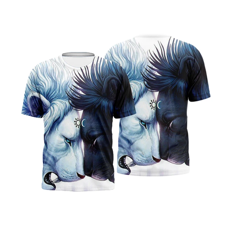 

Summer new fashion 3D printing Harajuku style lion short-sleeved T-shirt o-neck casual breathable short-sleeved top 15