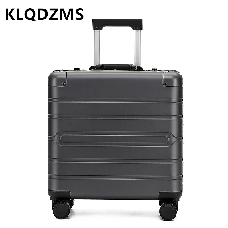 KLQDZMS New Universal Business Silent Universal Wheel Suitcase 18 Inch All Aluminum Magnesium Alloy Cockpit Luggage Trolley Bag