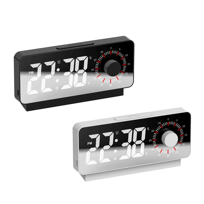 

Alarm Clock Digital Electronic Alarm Clocks Visual Timer Mirror Temperature Clock With Snooze Function Desk Clock