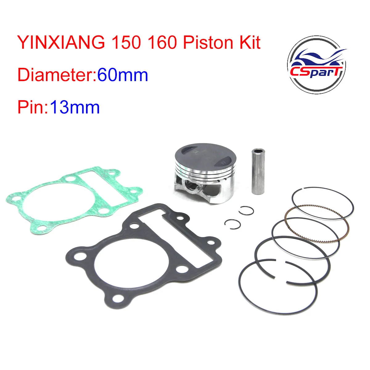 

60MM 13MM Piston Rings Kit YX150 YX160 150CC 160CC 1P60FMJ 1P60FMK YinXiang ZongShen Kaya Xmotos Apollo orion Dirt Pit Bikes